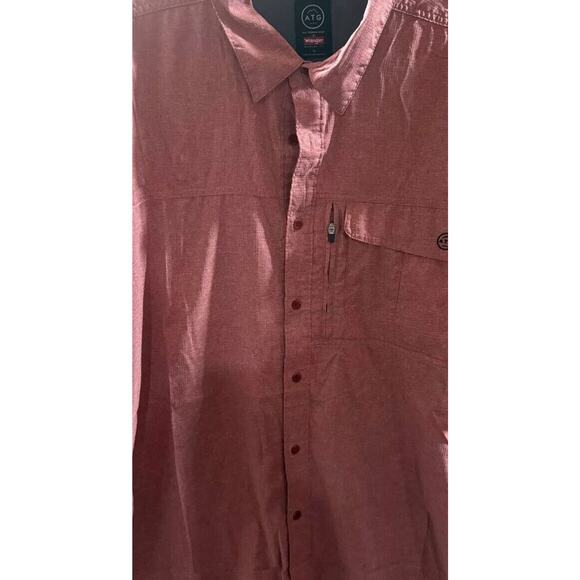 Wrangler Casual Shirt Men's XL Maroon All Terrain Gear Regular Fit Button Down - Picture 8 of 8